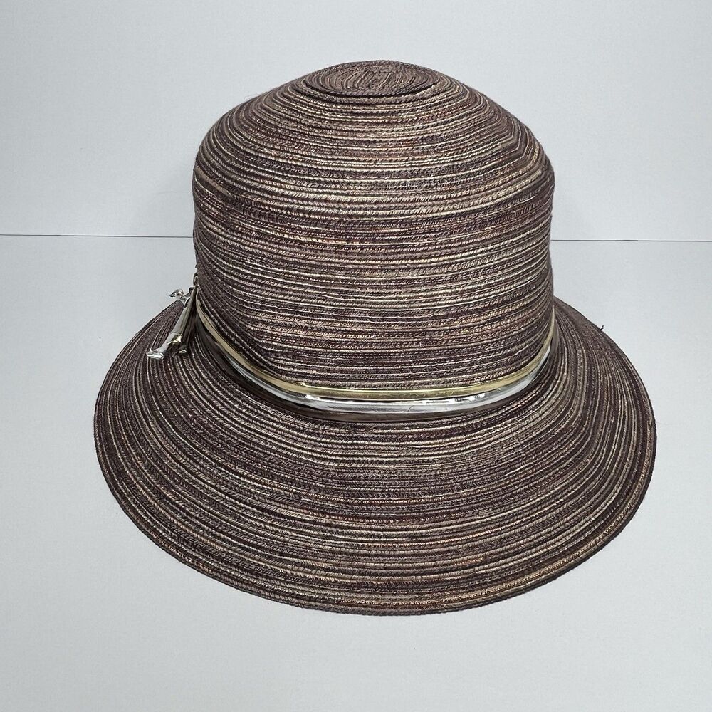 Scala Collection Metallic Color Poly Braid Bucket Sun Hat Womens One Size